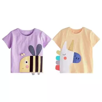Летняя футболка с героями мультфильмов, детские футболки с короткими рукавами для девочек, хлопковые топы для маленьких детей, одежда для девочек 3T