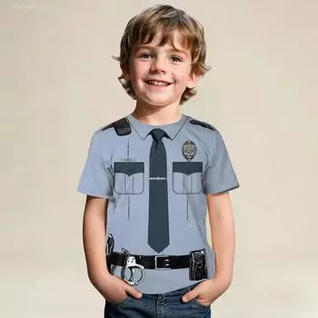 Летняя футболка с капитаном, детская футболка с короткими рукавами для мальчиков-капитанов, веселая футболка, ролевая форма для девочек, одежда для вечеринок, li 100CM