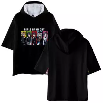 Летняя футболка с капюшоном GIRLS BAND CRY для мужчин, корейский свитер с коротким рукавом, уличная свободная футболка, топы, мужская одежда XS