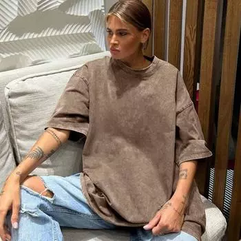 Летняя футболка с коротким рукавом большого размера для женщин, новые модные топы с круглым вырезом, свободная повседневная хлопковая футболка, женская уличная однотонная простая женская футболка 24651 S чёрный