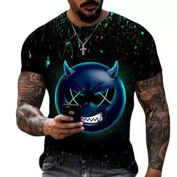 Летняя футболка с коротким рукавом, мужская классическая свободная повседневная футболка с 3D-принтом S