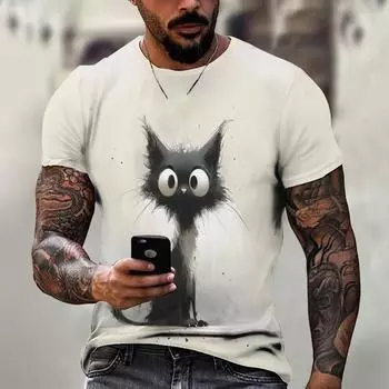 Летняя футболка с короткими рукавами и животными для мужчин, повседневная футболка с 3d узором и принтом, модная уличная одежда больших размеров, мужская футболка, спортивная одежда