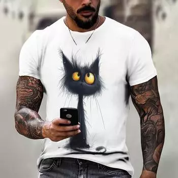 Летняя футболка с короткими рукавами и животными для мужчин, повседневная футболка с 3d узором и принтом, модная уличная одежда больших размеров, мужская футболка, спортивная одежда