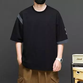 Летняя футболка с короткими рукавами, мужская футболка большого размера 10XL с круглым вырезом 10XL чёрный