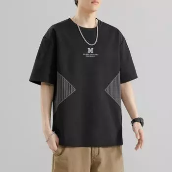 Летняя футболка с короткими рукавами, мужской новый летний топ, свободная футболка с короткими рукавами, модная красивая одежда для мальчиков M