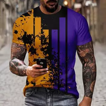 Летняя футболка с круглым вырезом для мужчин, 3d лоскутная печать, крутая и персонализированная футболка для путешествий, открытый полиэстер, мягкие короткие рукава XL