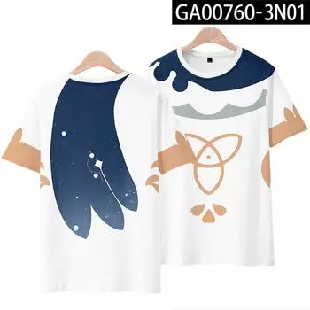 Летняя футболка с круглым вырезом, косплей Genshin Impact, аниме Second Dimension Game Kelly, с коротким рукавом, мужская и женская одежда, топ 6XL