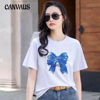 Летняя футболка с круглым вырезом, женские свободные топы с короткими рукавами S белый