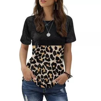 Летняя футболка с леопардовым принтом и геометрией павлина, 3D-принт, женская уличная одежда, футболки в стиле ретро в стиле Харадзюку, топы Y2k, свободные футболки, женская одежда S