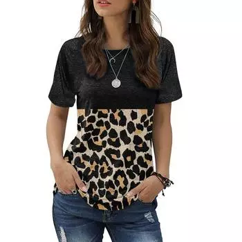 Летняя футболка с леопардовым принтом и геометрией павлина, 3D-принт, женская уличная одежда, футболки в стиле ретро в стиле Харадзюку, топы Y2k, свободные футболки, женская одежда S