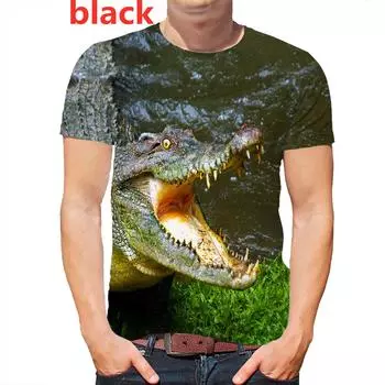 Летняя футболка с морскими животными, крокодилом и 3D принтом рыбы, топ, хипстерские футболки, мужские топы с короткими рукавами