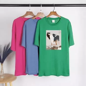 Летняя футболка с принтом букв, женские шикарные футболки, хлопковая одежда, свободные повседневные пуловеры, топы M темно-синий