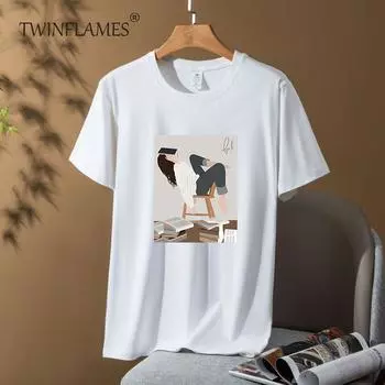 Летняя футболка с принтом букв, женские шикарные футболки, хлопковая одежда, свободные повседневные пуловеры, топы M темно-синий