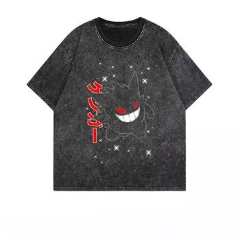 Летняя футболка с принтом Генгара Покемона из аниме, мужская, винтажная, с коротким рукавом, женская, оверсайз, для спортзала, одежда Y2k S