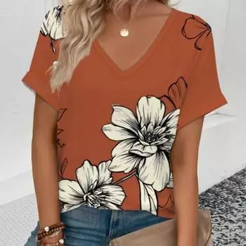 Летняя футболка с принтом «Кокосовая пальма» 3D, женская уличная одежда, повседневные футболки, топы Y2k, женские футболки с V-образным вырезом в стиле Харадзюку, свободная одежда S