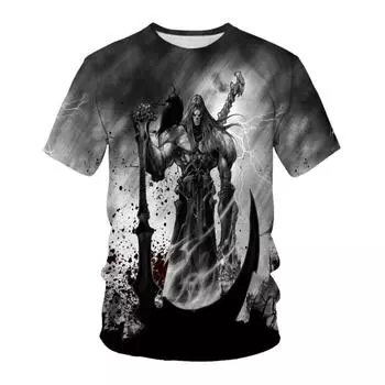 Летняя футболка с рисунком скелета и 3D-цифровой печатью, круглый вырез, мужские футболки с короткими рукавами, мужские S