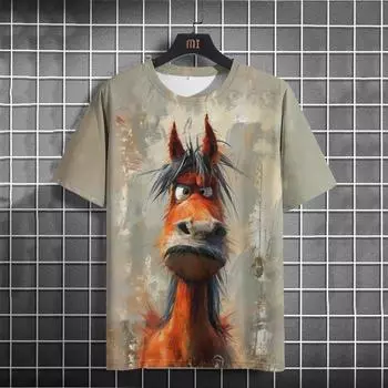 Летняя футболка с забавным изображением животных для мужчин, мужская футболка с графическим 3D-принтом, повседневные футболки с коротким рукавом, свободная мужская одежда, топы S