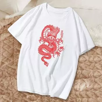 Летняя футболка унисекс с принтом дракона, круглым вырезом и короткими рукавами, свободный пуловер, чистый цвет, повседневная мягкая дышащая футболка средней длины, повседневная футболка 3XL чёрный