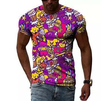 Летняя футболка в стиле хип-поп, облегающая, с короткими рукавами, с 3D-принтом, из дышащего материала, быстросохнущая S