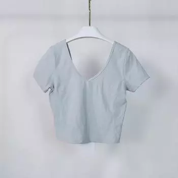 Летняя футболка женская из нейлона для йоги с V-образным вырезом и коротким рукавом XXL/Size 10 130-140 lbs