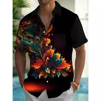Летняя гавайская рубашка весна/лето мода мужская рубашка для отдыха на улице прогулки турист пляж принт полностью открытая рубашка с коротким рукавом на пуговицах S