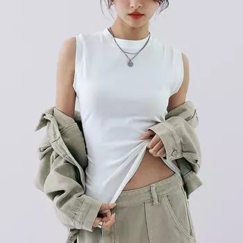 Летняя хлопковая белая майка, женский жилет без рукавов для верхней одежды L красный