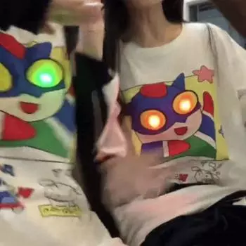 Летняя хлопковая футболка с рисунком из мультфильмов — милая, универсальная, с короткими рукавами, для родителей и детей, а также для пар 140 cm белый