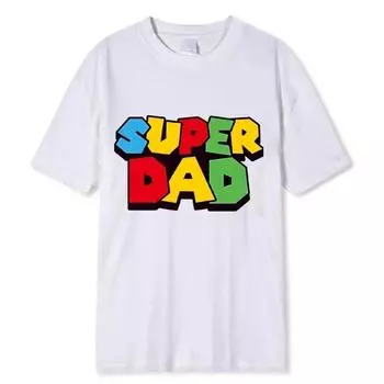 Летняя хлопковая футболка «Super Dad» Мужская футболка «Super Dad» Подарок на День отца Семейный наряд для пары Футболка «Love» Футболки мужские M