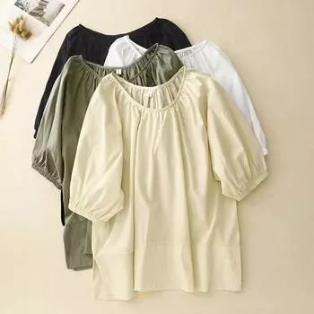 Летняя хлопковая льняная рубашка большого размера с бахромой, милая ретро-рубашка реглан для женщин M белый