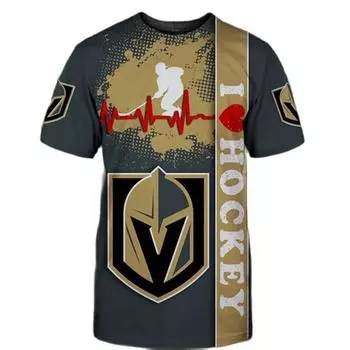 Летняя хоккейная мужская футболка с коротким рукавом с 3D-принтом, уличная, персональная, фитнес, свободный, с круглым воротником, легкий, быстросохнущий топ S