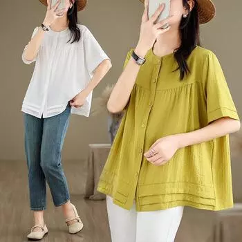 Летняя художественная свободная повседневная рубашка больших размеров для женщин L белый