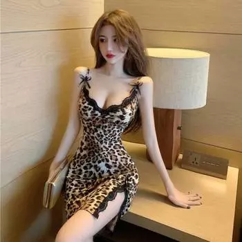 Летняя и осенняя мини-юбка слинг, сексуальный соблазн французского темперамента, леопардовое кружево. S