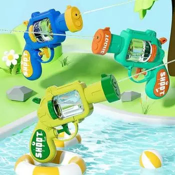 Летняя игрушка-револьвер с водяным пистолетом, доступная в зеленом, синем и желтом цветах. Распыление воды. Водные бои на открытом воздухе. Игрушка для пляжного бассейна.