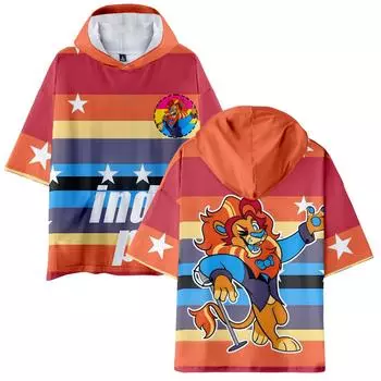 Летняя Индиго Парка Футболка с капюшоном Мужская Корейская Половина Рукава Пуловер Уличная Свободная Футболка Топы Мужская Одежда XS