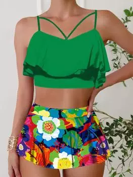 Летняя картина маслом искусство цветочная печать сексуальные купальники бикини купальники пляжная одежда для отпуска повседневные купальники S-5XL S