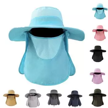 Летняя кепка для альпинизма и активного отдыха для мужчин и женщин с большими полями, рыболовная кепка с защитой от ультрафиолета, солнцезащитная кепка для рыбалки One Size чёрный