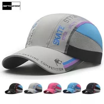 Летняя кепка NORTHWOOD, быстросохнущая бейсбольная кепка с узором Snapback, шляпа от солнца для мужчин и женщин, кепки в стиле хип-хоп 56-60 cm чёрный