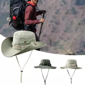 Летняя кепка, полезная, моющаяся, декоративная, с загнутыми краями, с широкими полями, мужская шляпа от солнца на открытом воздухе светло-зеленый