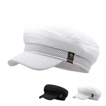 Летняя кепка в стиле милитари, мужская дышащая сетчатая кепка, плоская кепка, женская кепка в стиле милитари, бейсбольная кепка дальнобойщика Snapback, армейская кепка кадета 56-58cm белый