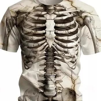 Летняя классическая одежда, повседневные футболки с 3D принтом, крутые черепа, скелеты, мужские футболки в уличном стиле, топы с круглым вырезом и короткими рукавами S