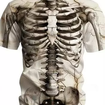 Летняя классическая одежда, повседневные футболки с 3D принтом, крутые черепа, скелеты, мужские футболки в уличном стиле, топы с круглым вырезом и короткими рукавами S