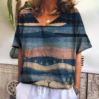 Летняя клетчатая футболка для женщин, повседневная толстовка с v-образным вырезом, новые футболки, одежда в стиле Харадзюку, свободная блузка с коротким рукавом, женские модные топы S