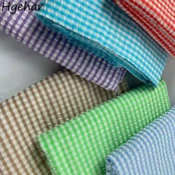 Летняя клетчатая тонкая ткань для одежды, дышащая, удобная, для рубашек, платьев, пэчворк, сделай сам, ручная работа, швейные ткани 150x50cm
