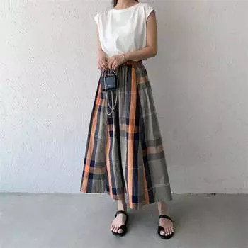 Летняя клетчатая юбка Универсальные модные юбки для показа M зелёный