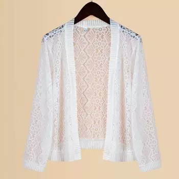 Летняя корейская версия свободной модной кружевной нижней рубашки, солнцезащитная куртка, женская одежда больших размеров