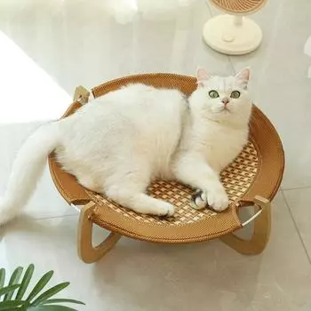 Летняя кошачья кровать, дышащая крутая кровать для котенка, деревянный гамак для кошек, коврик для домашних животных, спальная кровать