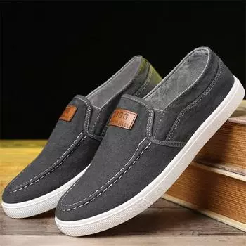 Летняя ковбойская мода мужская повседневная обувь с низким верхом без застежки мужские лоферы джинсовые дышащие мужские парусиновые туфли на плоской подошве 7 темно-синий