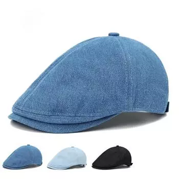 Летняя ковбойская шляпа мужская простая кепка с утиным язычком, выстиранная ковбойская берет женская тонкая секция дышащая кепка вперед M56-58cm светло-синий