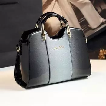 Летняя кожаная текстура через плечо, лакированная кожаная сумка, дикая женская сумка, простая сумка через плечо 29*12*20cm жёлтый