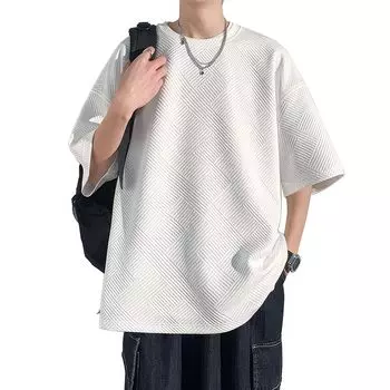 Летняя круглая короткая быстрая большая прохладная [Seuenelf] мужская одежда, шея, рукава, однотонная, сушка, размер, мягкая, легкая, модная, свободная,